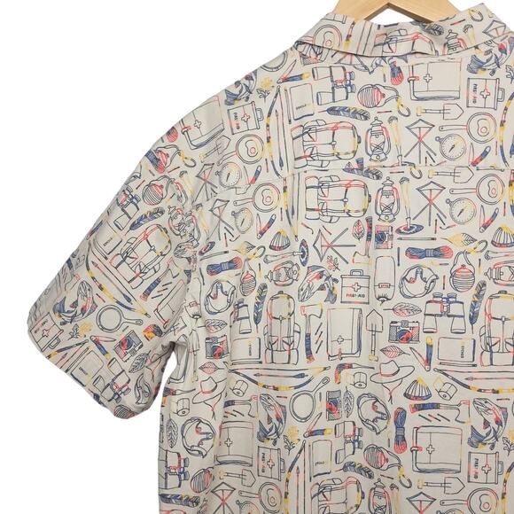 Columbia Men's Rapid Rivers Short Sleeve Button-Up Shirt Sz Large Beige AOP EUC - Picture 9 of 14